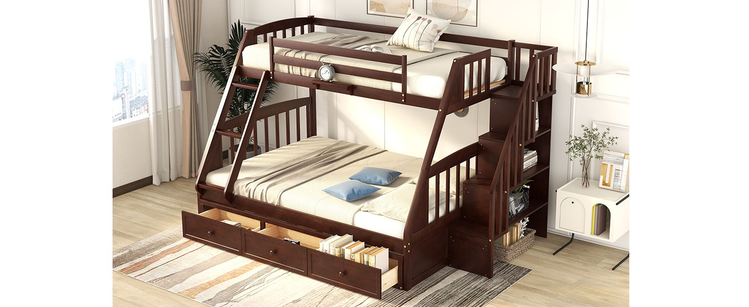 Bunk Bed With Drawers, Ladder And Storage Staircase - The Sleep Loft - Online Mattress Showroom NYC