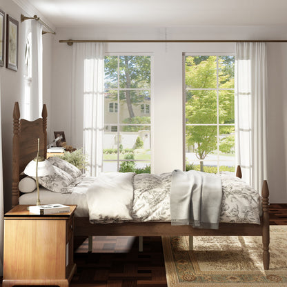 Retro 4 Poster Platform Bed Frame With Curved Tall Headboard
