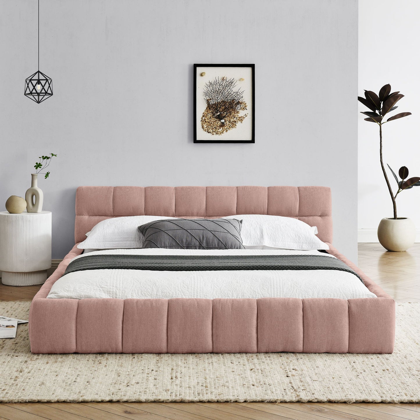 Modern Platform Bed Frame With Thick Fabric - The Sleep Loft - Online Mattress Showroom NYC