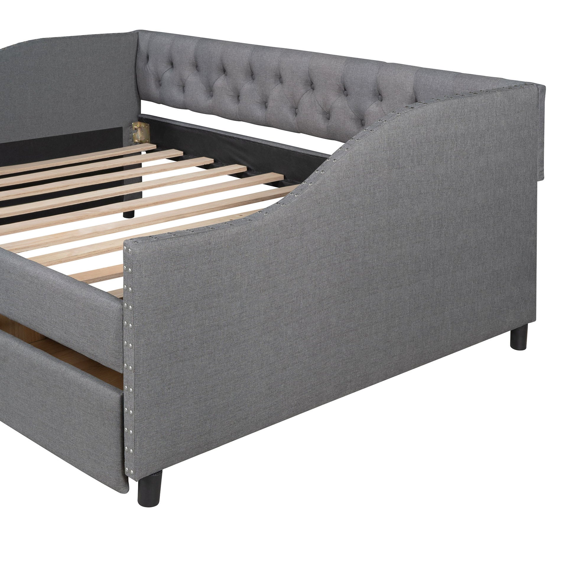 Upholstered Daybed With Two Drawers, Wood Slat Support - The Sleep Loft - Online Mattress Showroom NYC