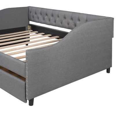 Upholstered Daybed With Two Drawers, Wood Slat Support - The Sleep Loft - Online Mattress Showroom NYC