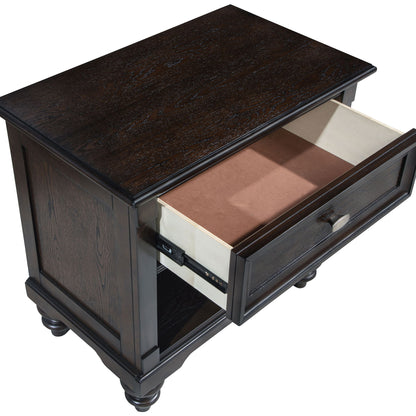 Berwick - 1 Drawer Nightstand With Open Cubby - Dark Oak - The Sleep Loft - Online Mattress Showroom NYC