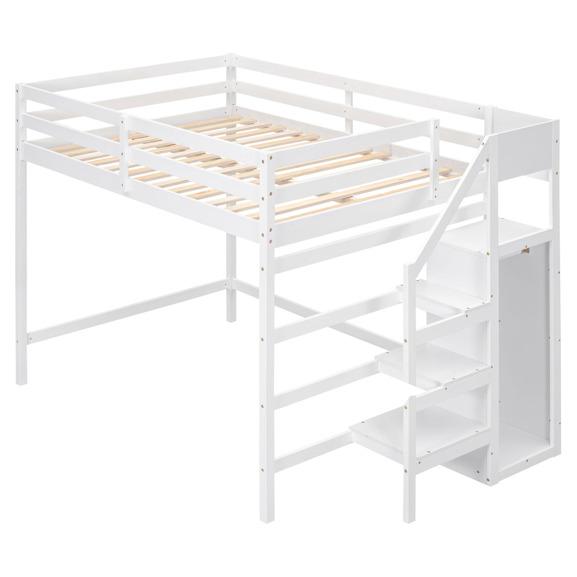 Loft Bed With Built In Storage Wardrobe And Staircase - The Sleep Loft - Online Mattress Showroom NYC