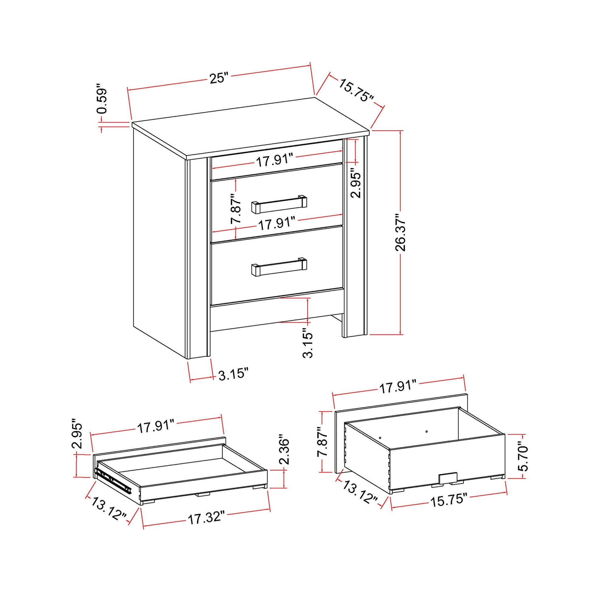 Lorenzo - Nightstand With Hidden Compartment And Handles - Silver - The Sleep Loft - Online Mattress Showroom NYC