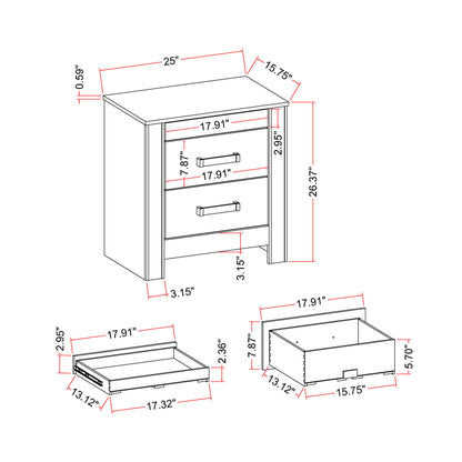 Lorenzo - Nightstand With Hidden Compartment And Handles - Silver - The Sleep Loft - Online Mattress Showroom NYC