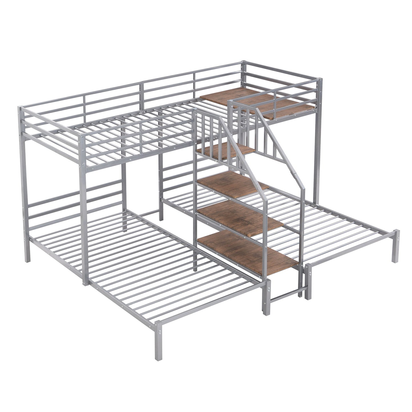 Metal Bunk Bed With Storage Shelves Staircase - The Sleep Loft - Online Mattress Showroom NYC