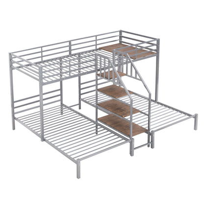 Metal Bunk Bed With Storage Shelves Staircase - The Sleep Loft - Online Mattress Showroom NYC