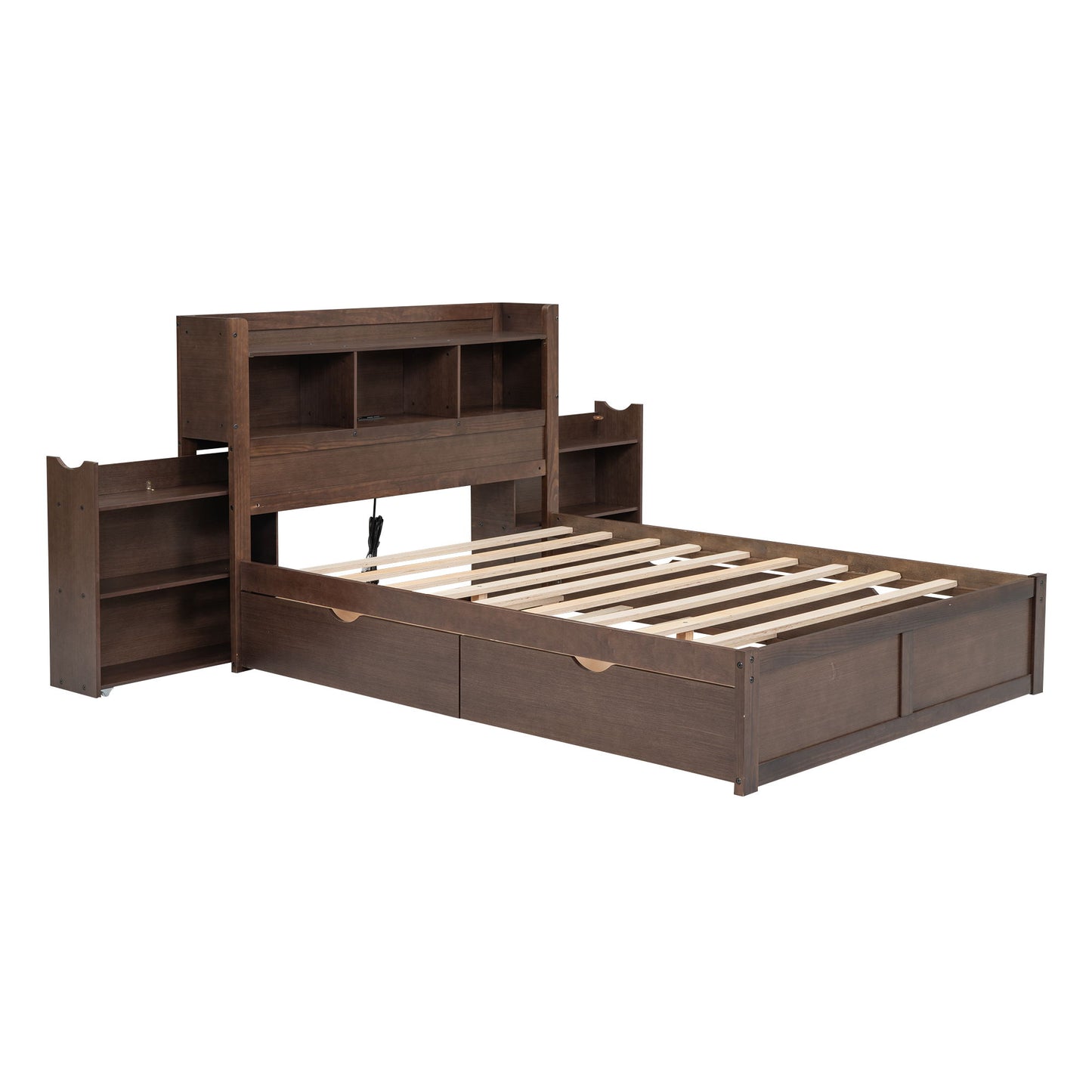 Storage Platform Bed With Pull Out Shelves, Trundle, And 2 Drawers - The Sleep Loft - Online Mattress Showroom NYC