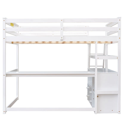 Modern Loft Bed With Built In Desk, Shelves, And 2 Drawers - The Sleep Loft - Online Mattress Showroom NYC
