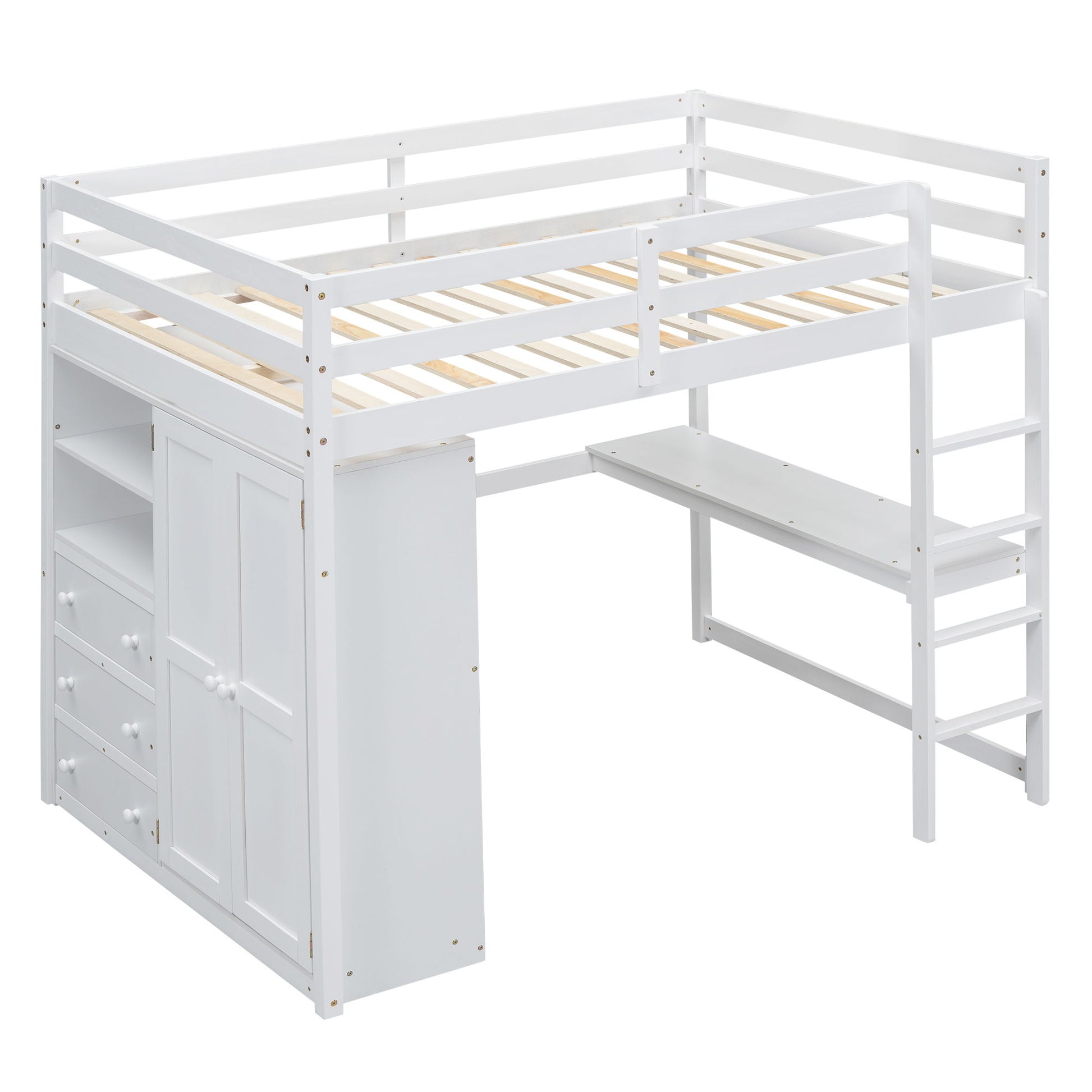 Loft Bed With Built In Wardrobe, Shelves And Drawers - The Sleep Loft - Online Mattress Showroom NYC
