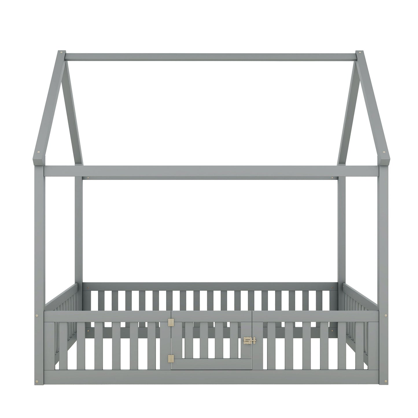 Wood House Bed With Fence And Door - The Sleep Loft - Online Mattress Showroom NYC
