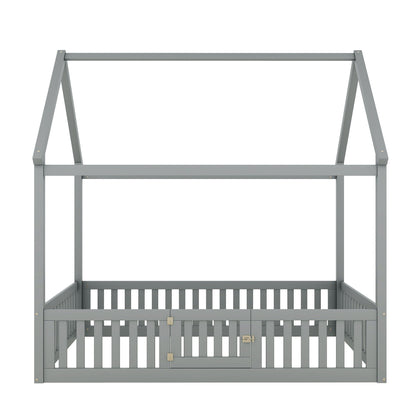 Wood House Bed With Fence And Door - The Sleep Loft - Online Mattress Showroom NYC