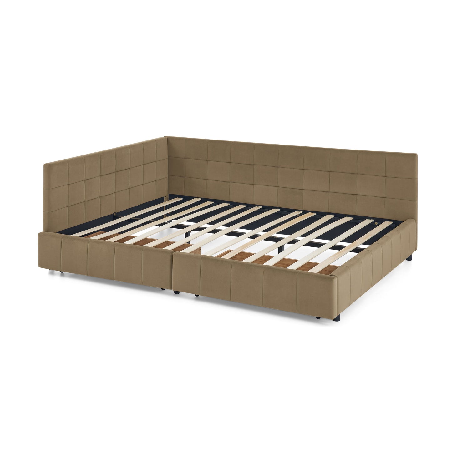 Mid-Century Storage Upholstered Tufted Bed Frame With Backrest And Armrests - The Sleep Loft - Online Mattress Showroom NYC