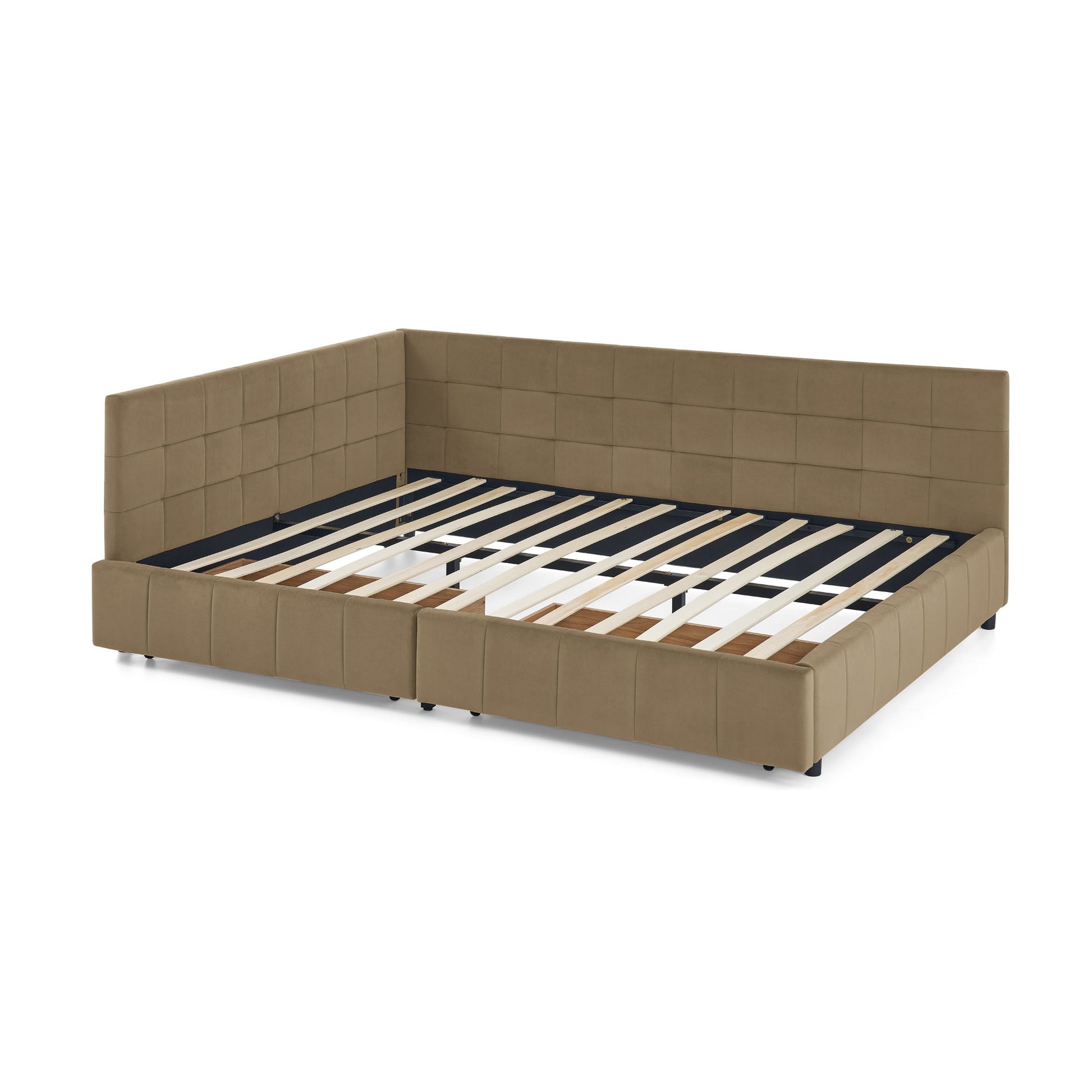 Mid-Century Storage Upholstered Tufted Bed Frame With Backrest And Armrests - The Sleep Loft - Online Mattress Showroom NYC