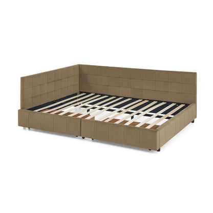 Mid-Century Storage Upholstered Tufted Bed Frame With Backrest And Armrests - The Sleep Loft - Online Mattress Showroom NYC