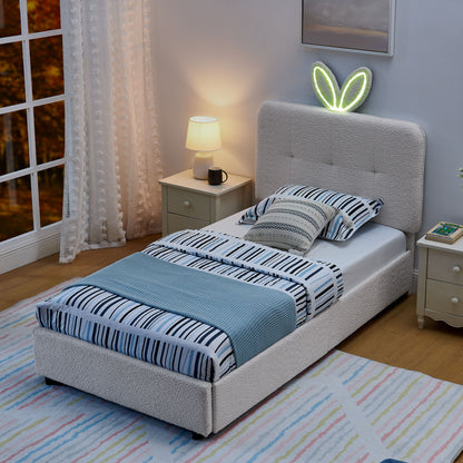 Upholstered Bed With Oversized Rabbit Ear Headboard, LED Lights & 4 Storage Drawers - The Sleep Loft - Online Mattress Showroom NYC