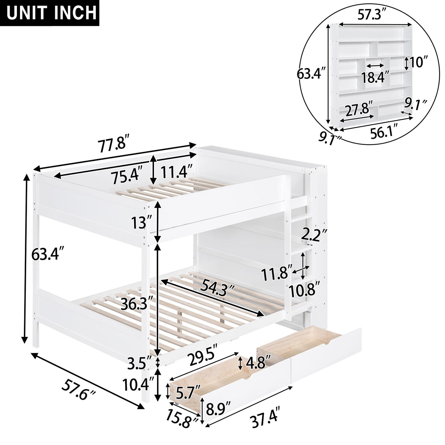 Bunk Bed With 2 Drawers And Multi Layer Cabinet - The Sleep Loft - Online Mattress Showroom NYC