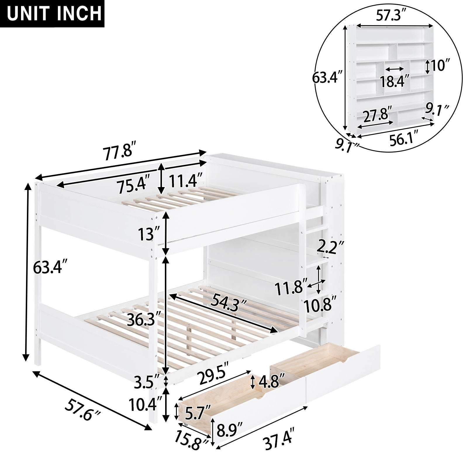 Bunk Bed With 2 Drawers And Multi Layer Cabinet - The Sleep Loft - Online Mattress Showroom NYC