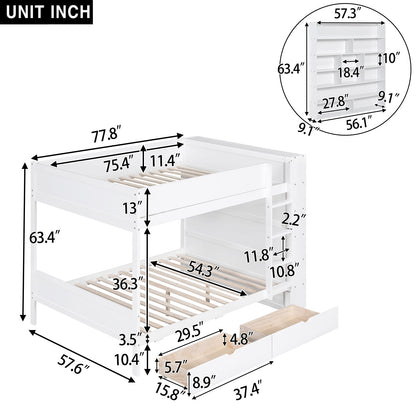 Bunk Bed With 2 Drawers And Multi Layer Cabinet - The Sleep Loft - Online Mattress Showroom NYC