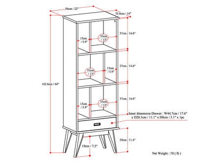 Draper - Mid Century Wide Bookcase And Storage Unit - The Sleep Loft - Online Mattress Showroom NYC