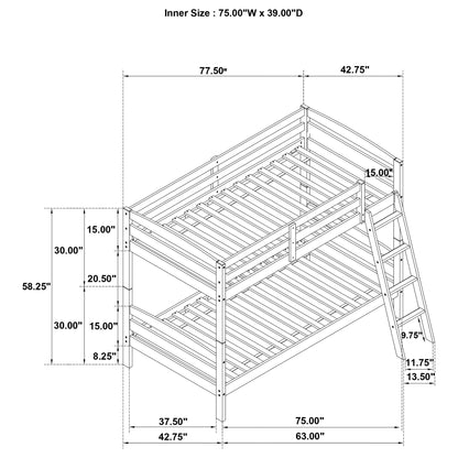 Kerr - Twin Over Twin Bunk Bed - Gray - The Sleep Loft - Online Mattress Showroom NYC