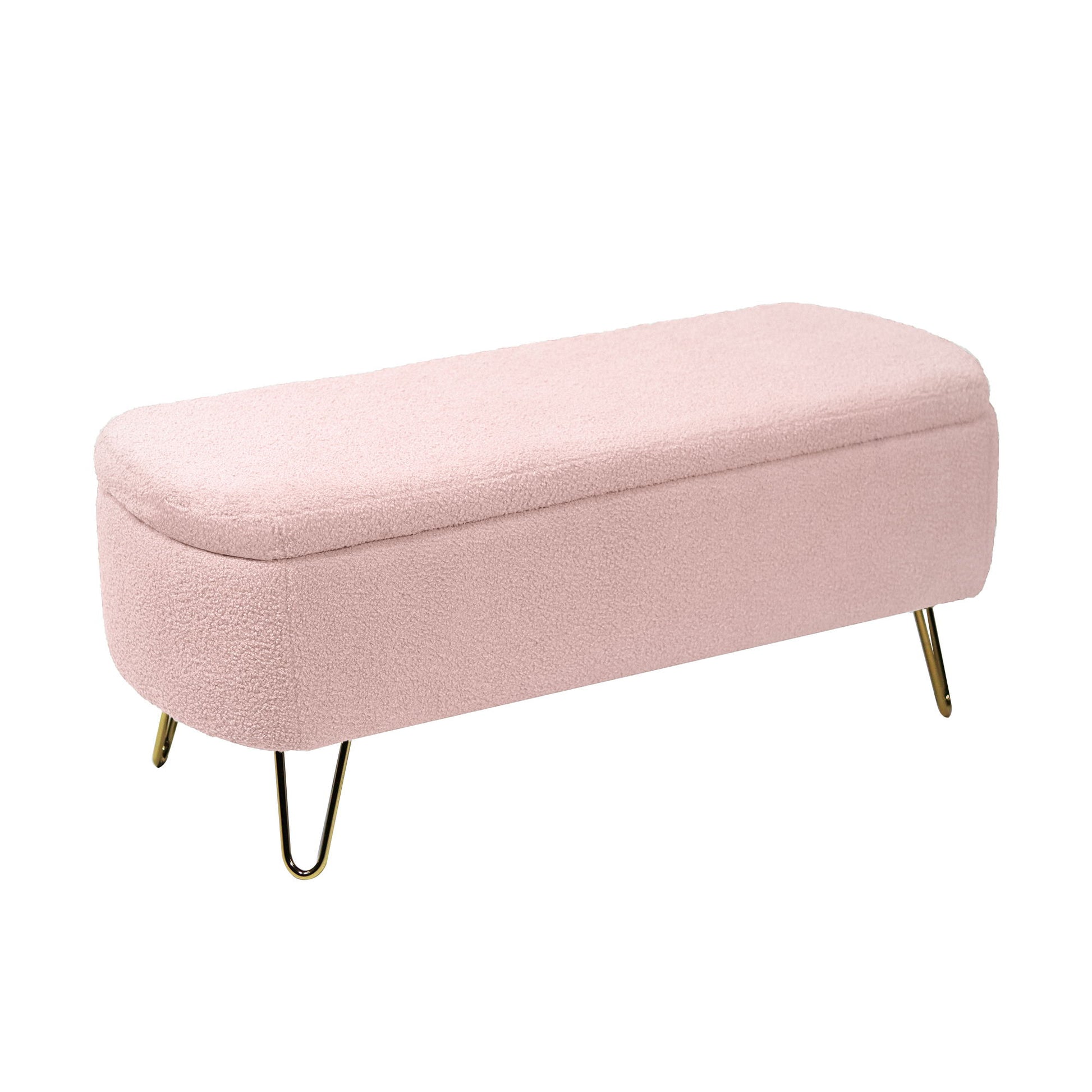 Storage Ottoman Bench For End Of Bed Legs, Modern Camel Faux Fur Entryway Bench Upholstered Padded With Storage For Living Room Bedroom - The Sleep Loft - Online Mattress Showroom NYC