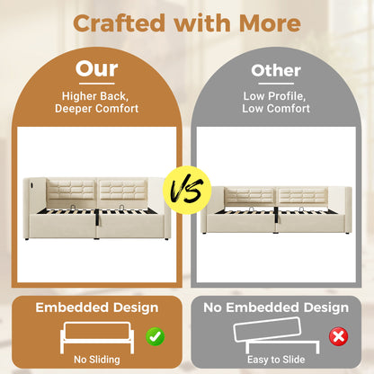 Upholstered Hydraulic Storage Daybed With USB & Type C Charging - The Sleep Loft - Online Mattress Showroom NYC