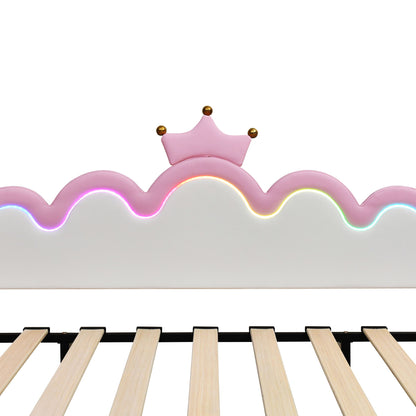 Extending Daybed With LED Lights, Modern Upholstered Princess Daybed With Crown Headboard - The Sleep Loft - Online Mattress Showroom NYC
