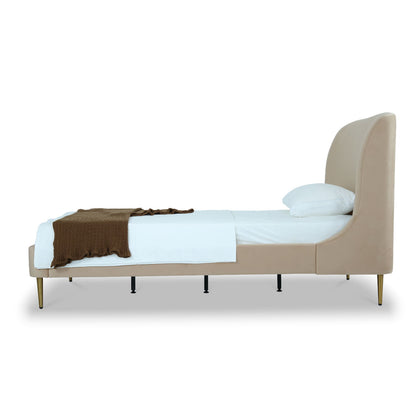 Mid-Century Modern Upholstered Bed With Curved Headboard - The Sleep Loft - Online Mattress Showroom NYC