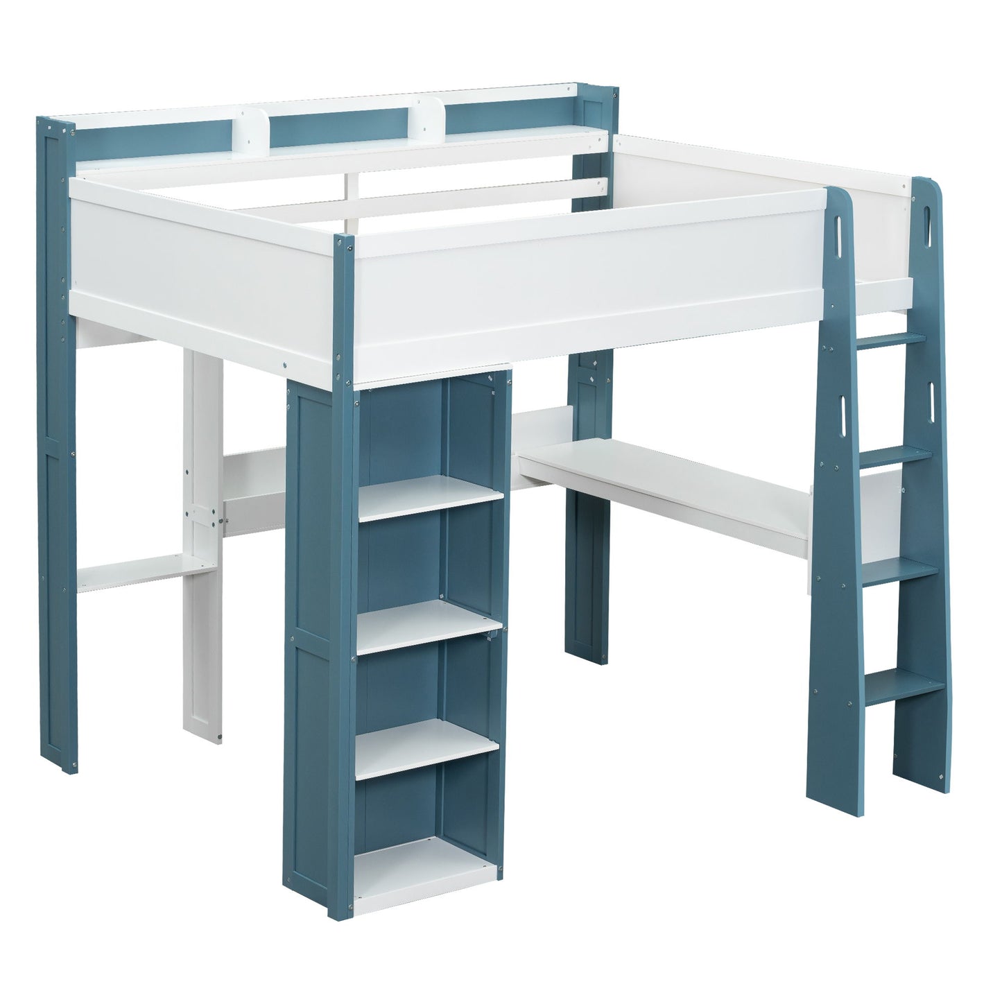 Loft Bed With Built In Storage Shelves, Clothes Rail, And Desk - The Sleep Loft - Online Mattress Showroom NYC