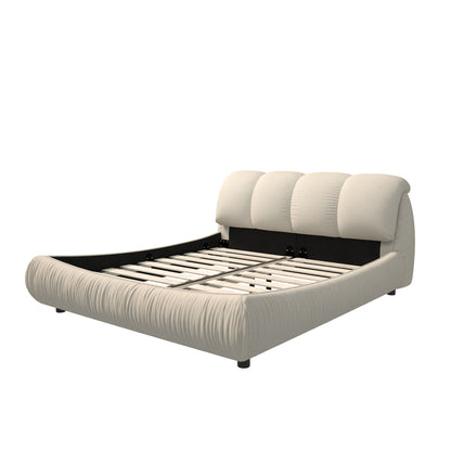 Luxury Upholstered Platform Bed With Oversized Padded Backrest And Solid Wood Frame - The Sleep Loft - Online Mattress Showroom NYC
