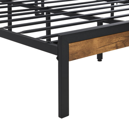 Metal Platform Bed Frame With Wooden Headboard And Footboard With USB Liner, No Box Spring Needed, Under Bed Storage - The Sleep Loft - Online Mattress Showroom NYC