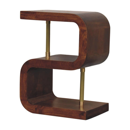 S Curve Brass Bedside Table - Dark Brown - The Sleep Loft - Online Mattress Showroom NYC