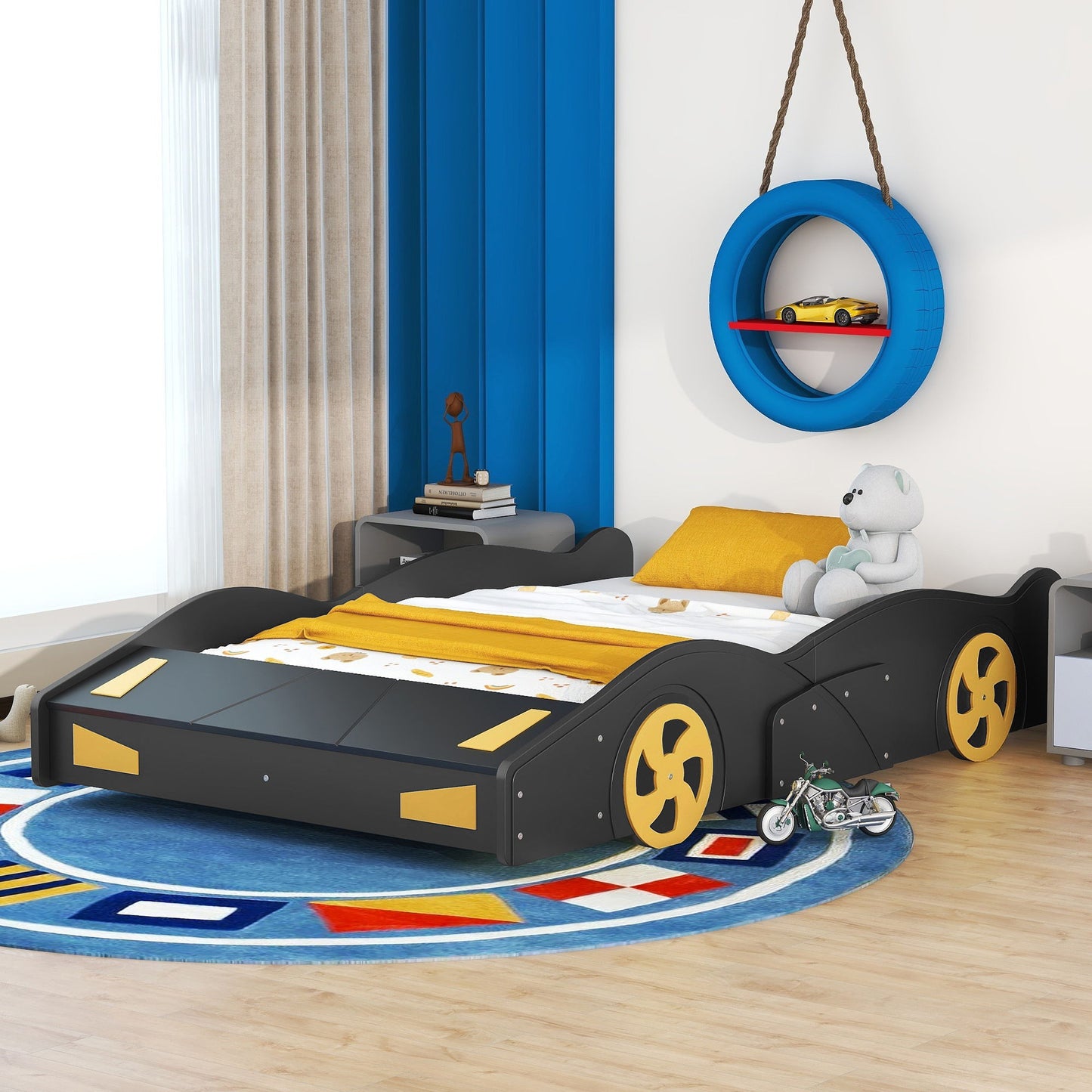 Race Car Shaped Platform Bed With Wheels And Storage - The Sleep Loft - Online Mattress Showroom NYC