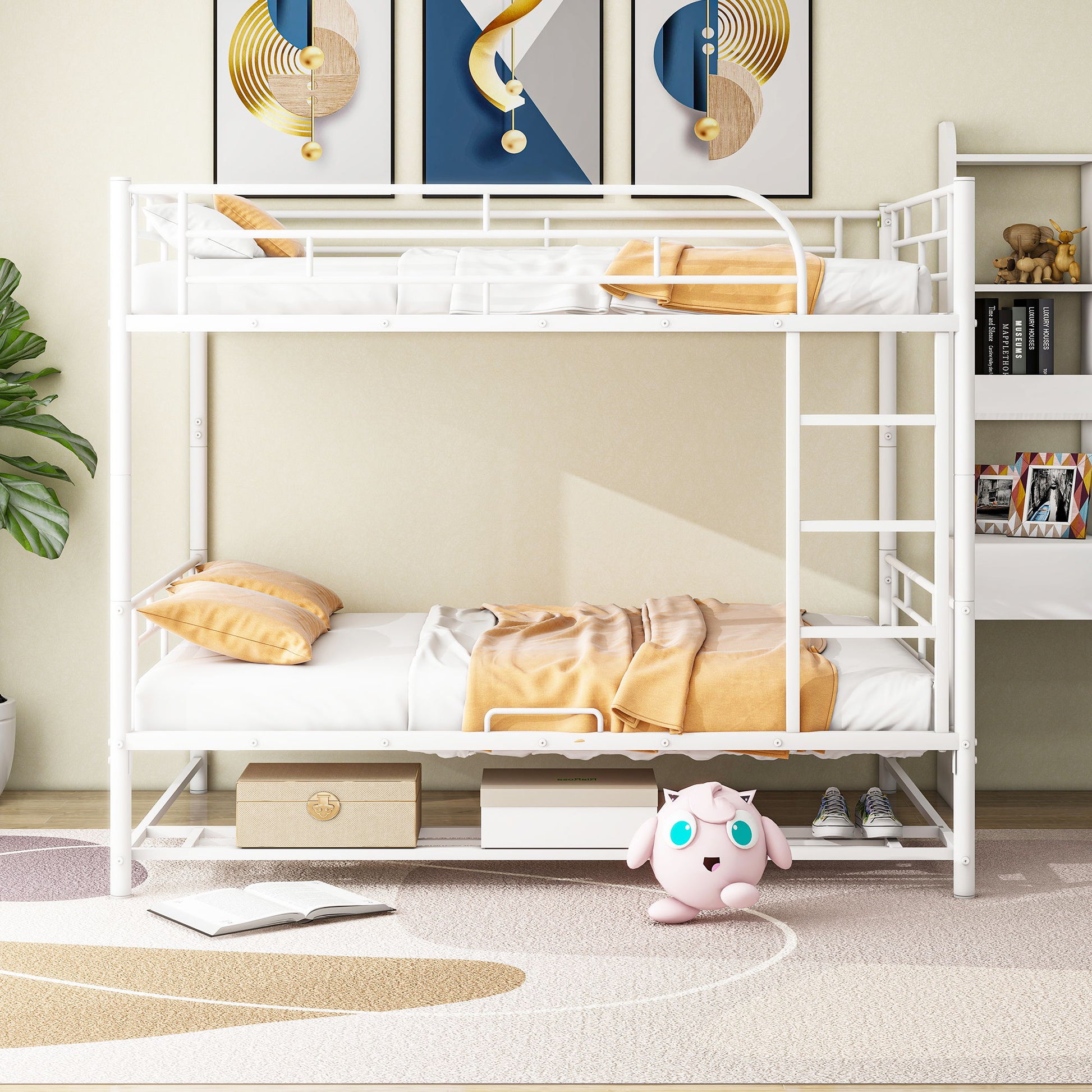 Metal Bunk Bed With Shelf And Guardrails - The Sleep Loft - Online Mattress Showroom NYC