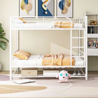 Metal Bunk Bed With Shelf And Guardrails - The Sleep Loft - Online Mattress Showroom NYC