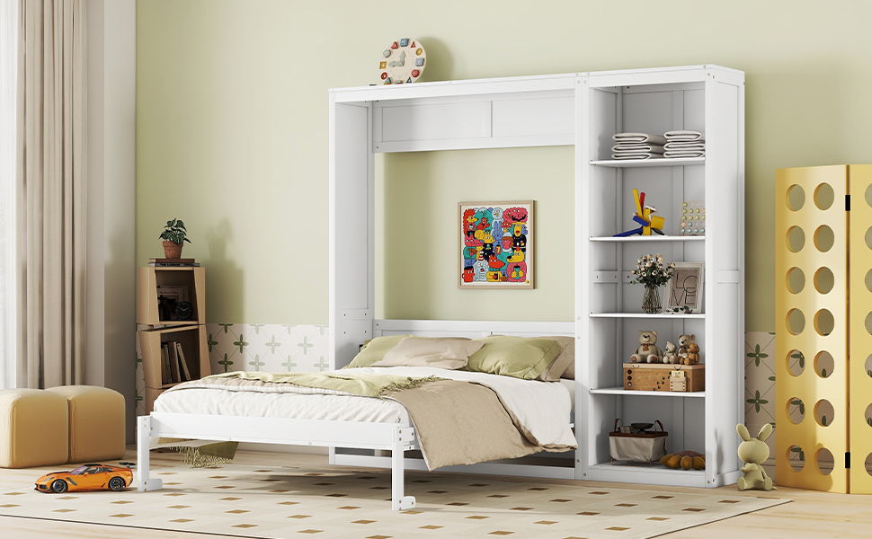 Murphy Wall Bed With Shelves - The Sleep Loft - Online Mattress Showroom NYC