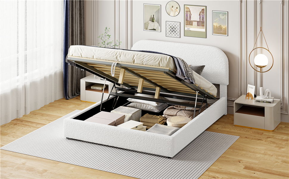 Upholstered Platform Bed With Hydraulic Storage System - The Sleep Loft - Online Mattress Showroom NYC