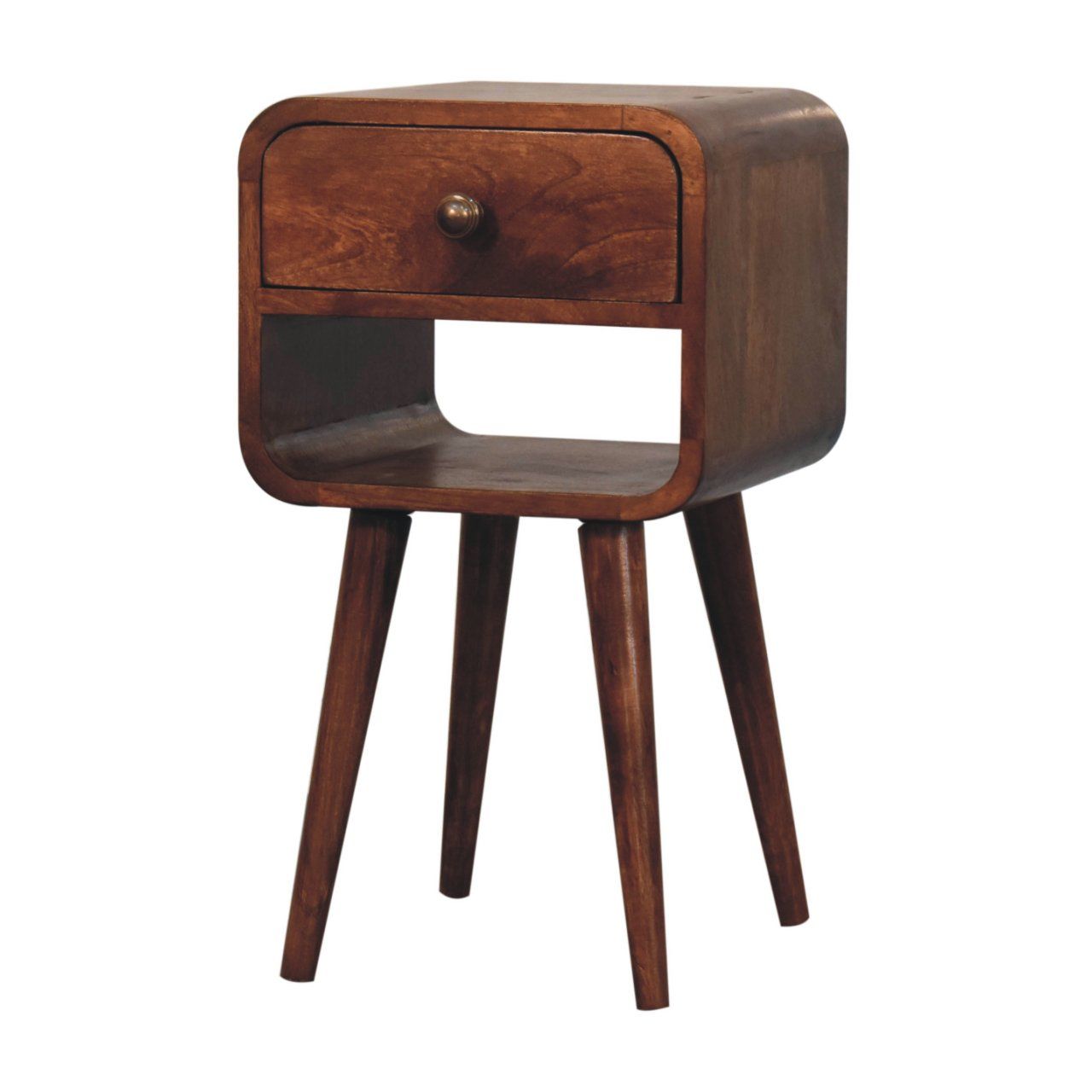 Mini California Curved Nightstand Wth Lower Slot - The Sleep Loft - Online Mattress Showroom NYC