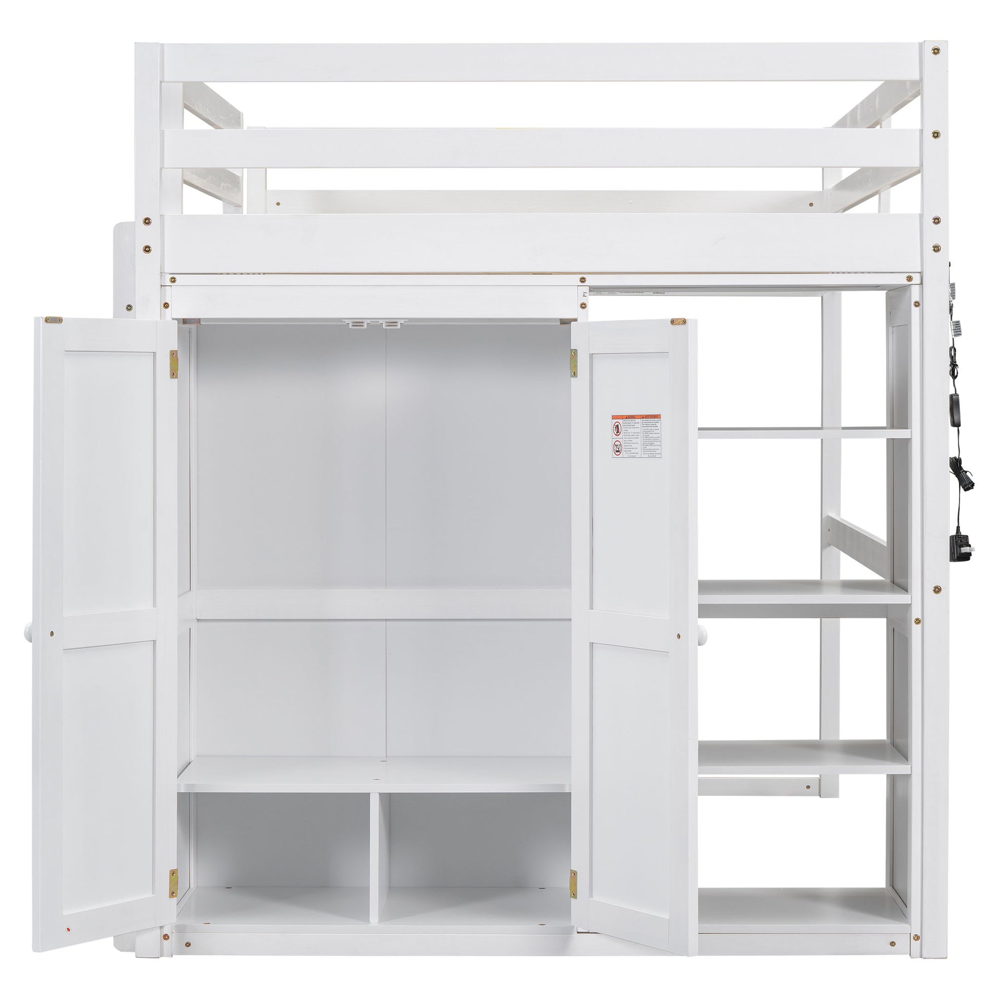 Loft Bed With Built In Wardrobe, Storage Shelves, And LED Light - The Sleep Loft - Online Mattress Showroom NYC