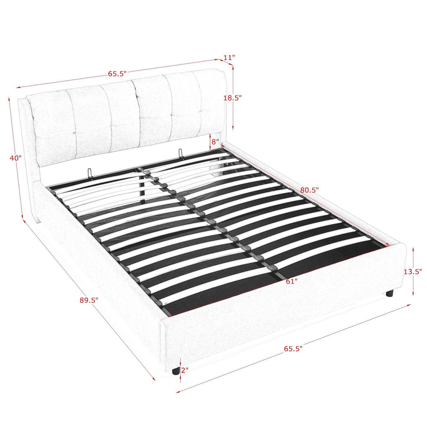 Storage Upholstered Hydraulic Platform Bed With Integrated Headboard - The Sleep Loft - Online Mattress Showroom NYC