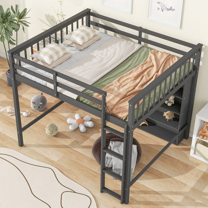 Loft Bed With 8 Open Storage Shelves And Built In Ladder - The Sleep Loft - Online Mattress Showroom NYC