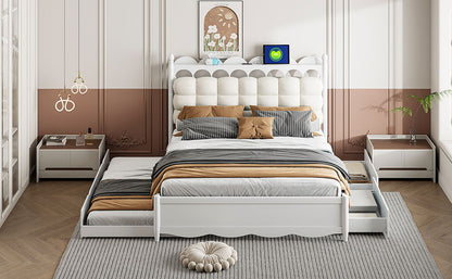 Storage Platform Bed, With 2 Big Drawers, Trundle, One Set Of Sockets & USB Ports - The Sleep Loft - Online Mattress Showroom NYC