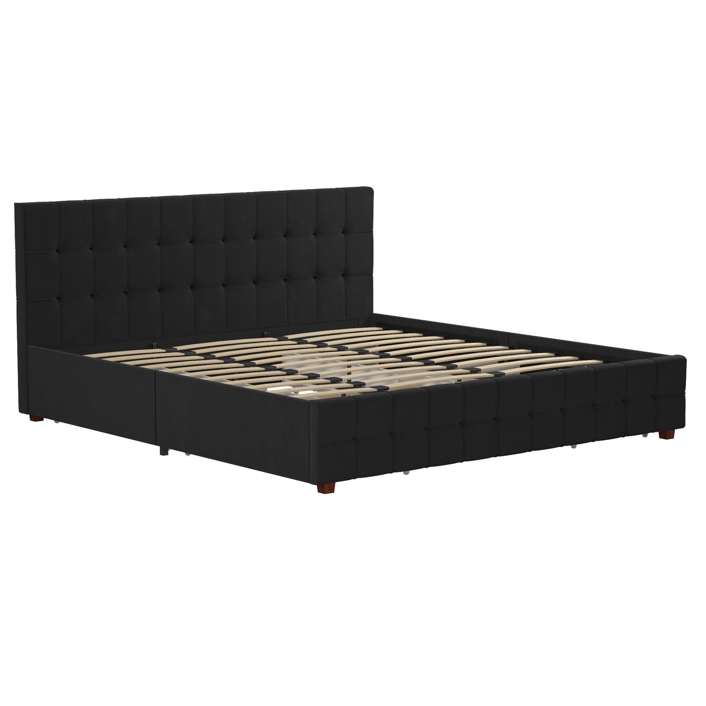 King Upholstered Bed With Storage - Black
