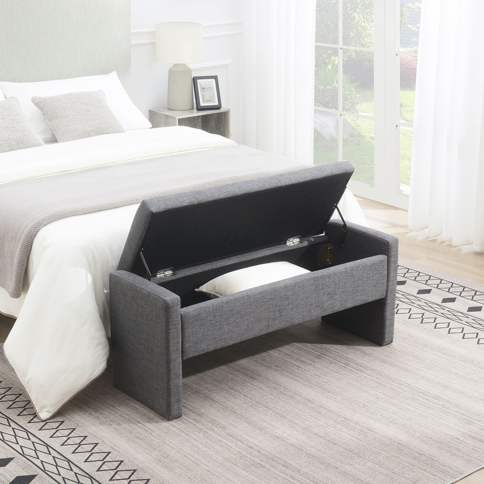 Modern Upholstered Large Bed End Bench With Storage - The Sleep Loft - Online Mattress Showroom NYC
