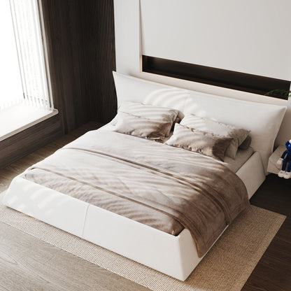 Upholstered Platform Bed With Special Shaped Headboard - The Sleep Loft - Online Mattress Showroom NYC