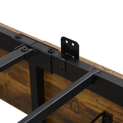 Contemporary Bed Frame With Storage Headboard, Charging Station, LED Lights