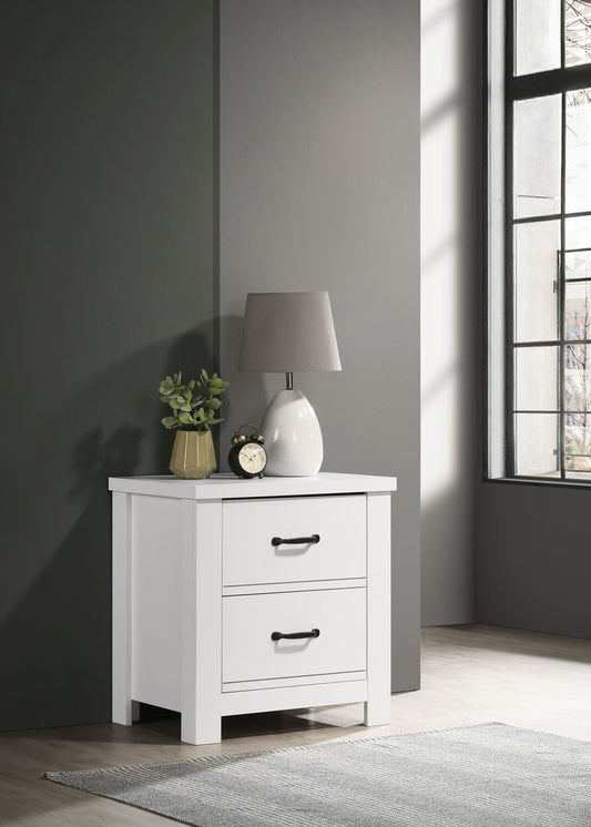 Cassini - 2 Drawer Nightstand Bedside Table - White - The Sleep Loft - Online Mattress Showroom NYC