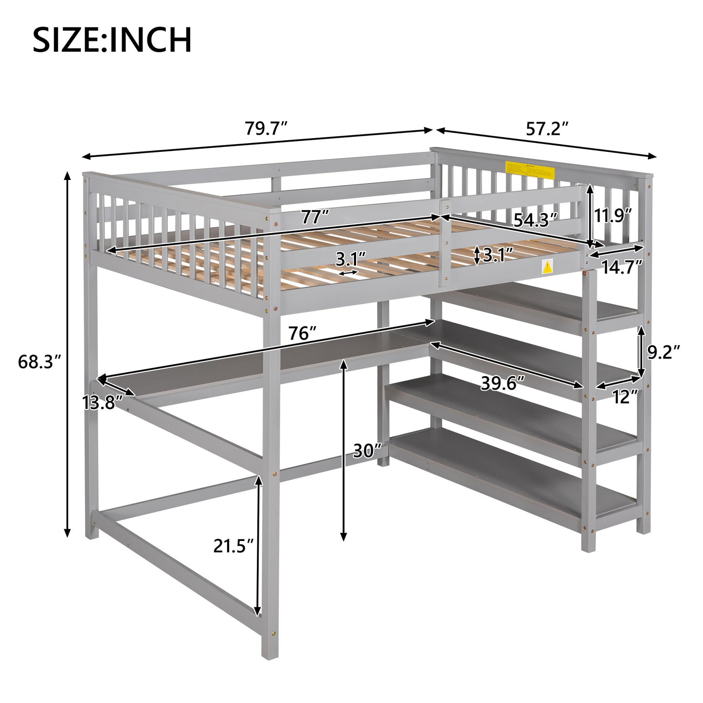 Loft Bed With Storage Shelves And Under Bed Desk - The Sleep Loft - Online Mattress Showroom NYC