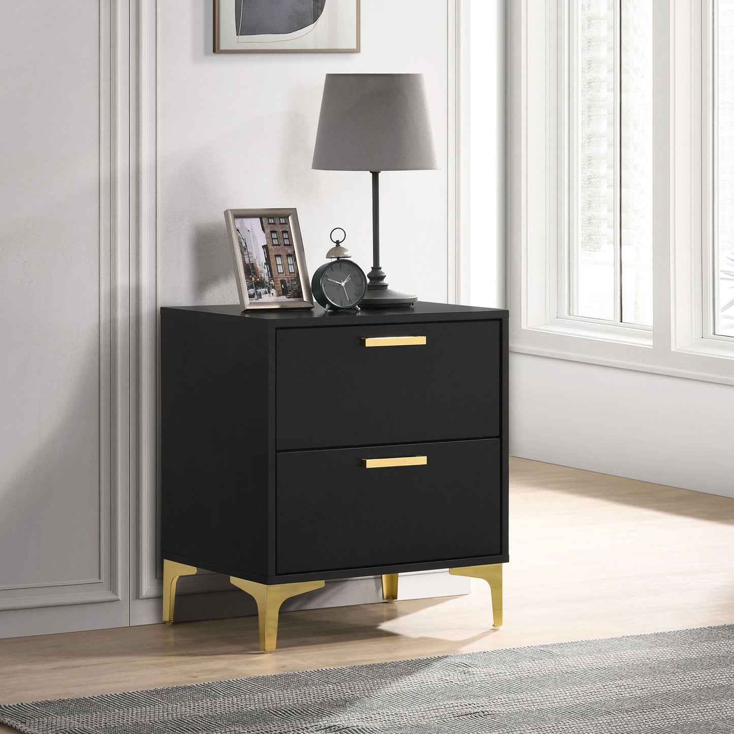 2 Drawer Rectangular Nightstand - Black - The Sleep Loft - Online Mattress Showroom NYC